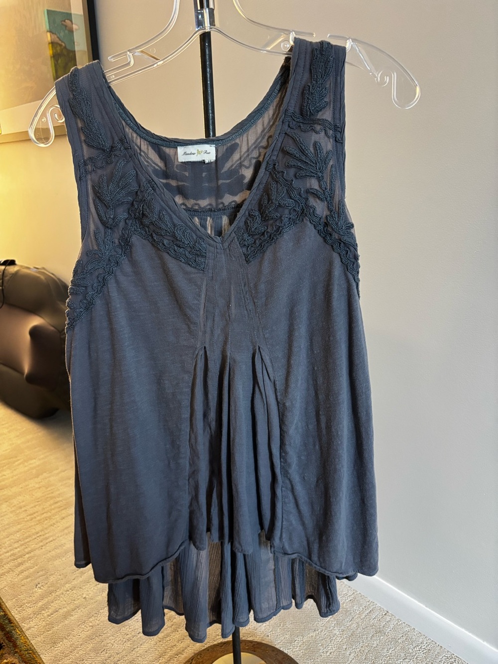Embroidered Sleeveless Boho Gauzy Cotton Tunic Top
